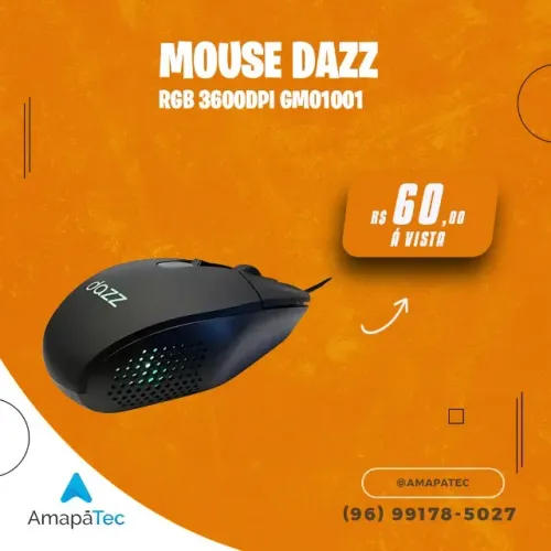 Mouse Gamer Dazz Com Fio Usb Rgb 3600dpi Gmo1001 PretoMouse Gamer Dazz Rgb 3600dpi