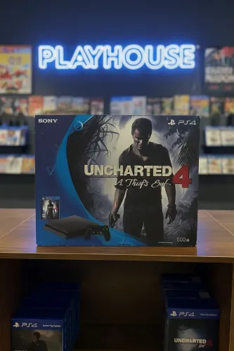 PS4 slim + uncharted 4 estado de novo