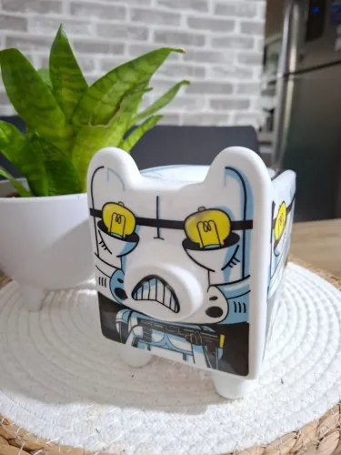 Cofre em Porcelana Porco Quadrado Pig Star Wars 