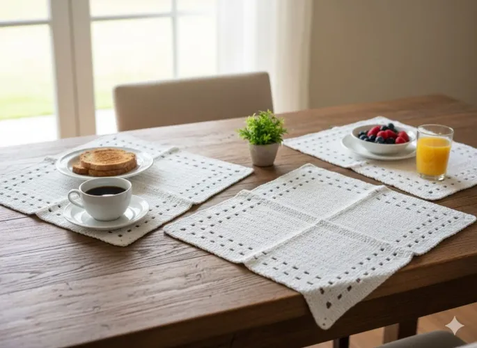 Dois guardanapos retangulares ou jogo americano feito em crochê (Olhar as fotos)