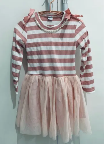 (NOVO! 03-04 ANOS) Vestido Infantil Festa Clássico com Saia de Tule Rosa