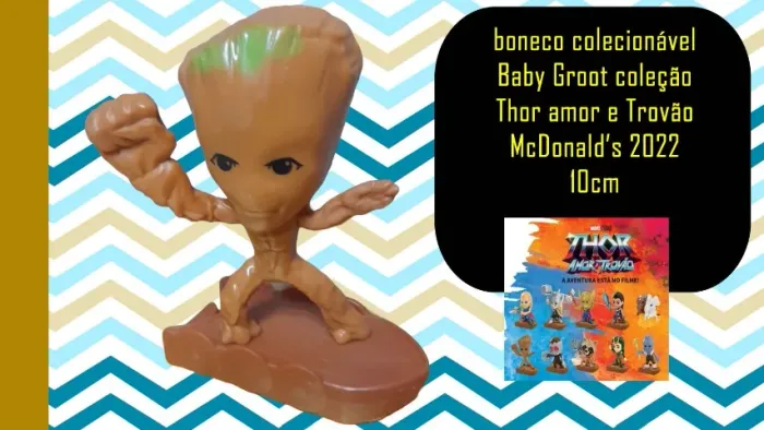 Boneco colecionável Baby Groot coleção Thor amor e Trovão McDonald?s 2022