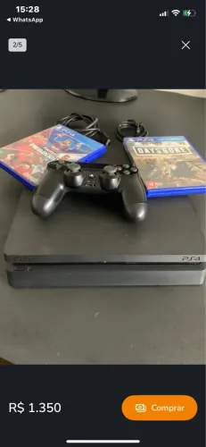 Ps4 slim 1 tb,5 jogos e 2 manetes