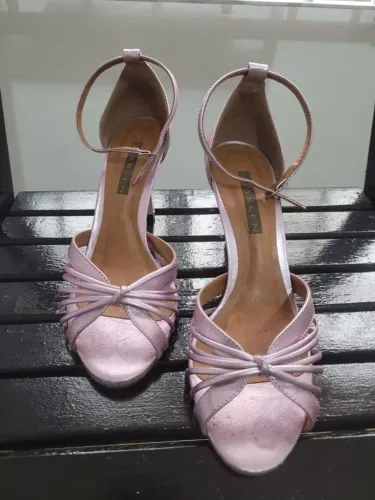 Sandália Salto Fino Scarlen - Rosa metalizado - tam. 36