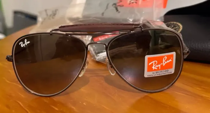 Ray-Ban Aviador detalhe em couro - Óculos de Sol