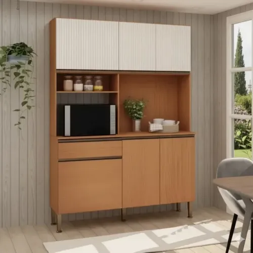 ARMÁRIO de cozinha em estoque na cor riscada freijo white laca 