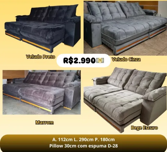 Sofá Retrátil e Reclinável 2.90
