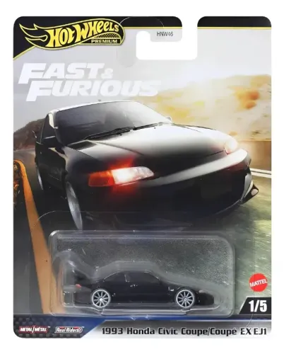 Miniatura Civic Hot Wheels Fast And Furious Honda Civic Coupé Ej1 93 Preto