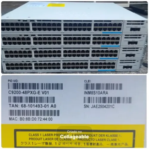 Switch Cisco Catalyst 9200 C9200-48PXG 40x1G 8x mGig até 10G e 40x 1G