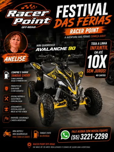 Mini Quadriciclo Infantil 90cc 4 tempos Partida elétrica