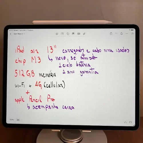 iPad Air 13" M3 512gb - novo + Apple Pencil Pro - Wi-Fi + Cellular