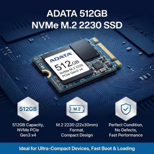 SSD NVMe ADATA 512GB M.2 PCIe Gen3 x4 22x30 - Perfeito Estado