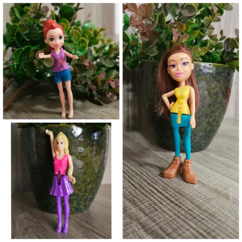 KIT COM 3 MINI BONECAS-Ruivinha Polly, Bratz Mc e Barbie Mattel Lacta