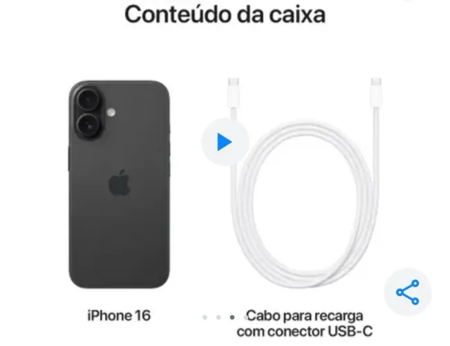 Iphone 16 256gb Preto 6,1" 48MP iOS 5G