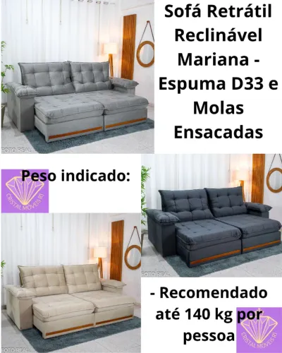 Sofá Retrátil Reclinável Mariana - D33 e Molas Ensacadas RF