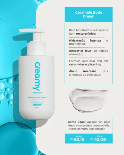 Produtos Creamy com 30% de desconto