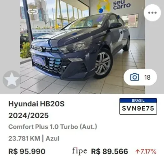 Hyundai HB20S Com. Plus Tech 1.0 TB Flex 12V AUT 2025