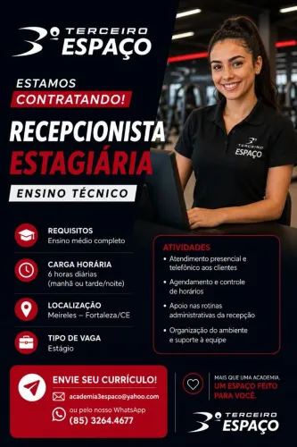 Vagas para Recepção de Academia
