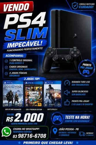 Ps4 em perfeito estado e 3 jogos