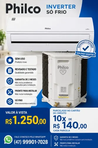 Ar INVERTER NOVO - AR condicionado Philco 12.000 btus INVERTER Frio - 220V