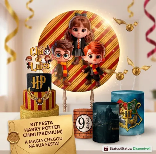 Kit Capas Completo Harry Potter - Capa para painel, Capas para cilindros + Bolo Fake