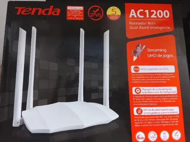 Roteador Wifi tenda AC5, AC1200,banda dupla de cor branca.