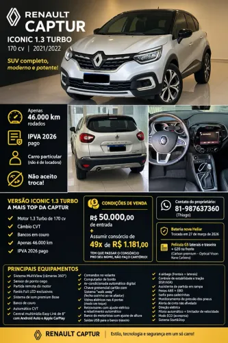 Renault Captur Iconic 1.3 TB 16V Flex 5P AUT 2022