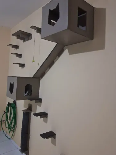 Kit De Gato Casinha Parede Playground 12Peças