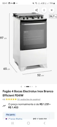 Fogao semi novo eleltrolux bem conservado