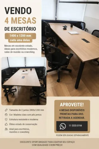 4 Mesas de Reunião - Escritório