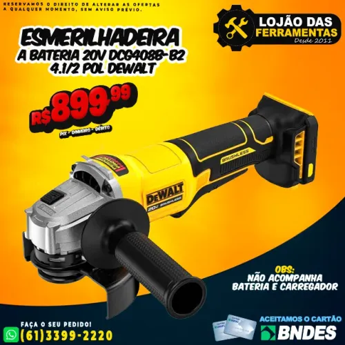 Esmerilhadeira a Bateria 20V DCG408B-B2 4.1/2 Pol Dewalt
