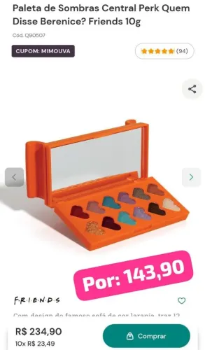 Paleta de Sombras Central Perk Quem Disse Berenice? Friends 10g