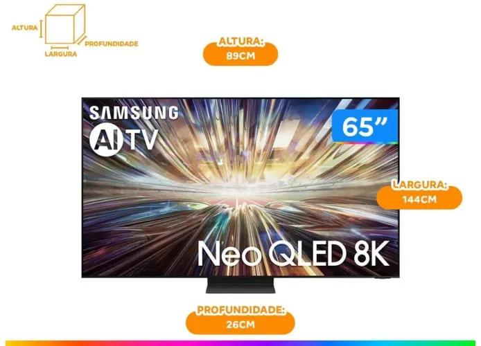 Smart TV 65" 8K MINI LED Neo QLED Samsung AI TV QN65QN800 VA 120Hz Wi-Fi Alexa 4 HDMI 3USB