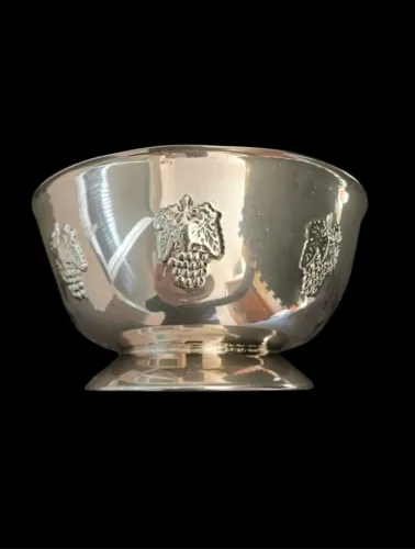 Bowl Fruteira Vintage Anos 70 Aço Inox Relevo Cachos de Uva