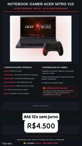 Notebook Gamer Acer Nitro