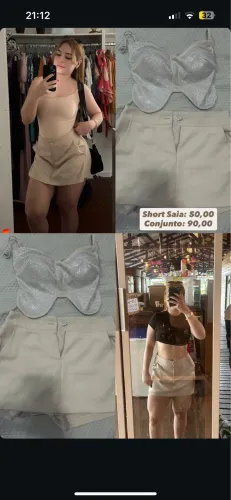 Conjunto short e saia e top