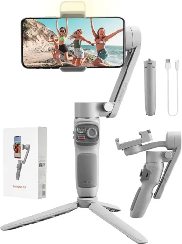 Estabilizador Zhiyun Smooth Q3 Gimbal 3 Eixos para Smartphone com Luz LED e Tripé