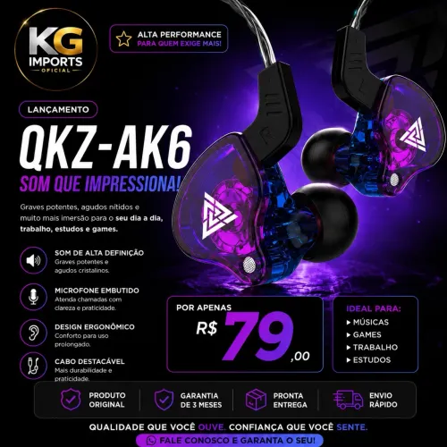 FONE QKZ-AK6 | DISPONÍVEL 