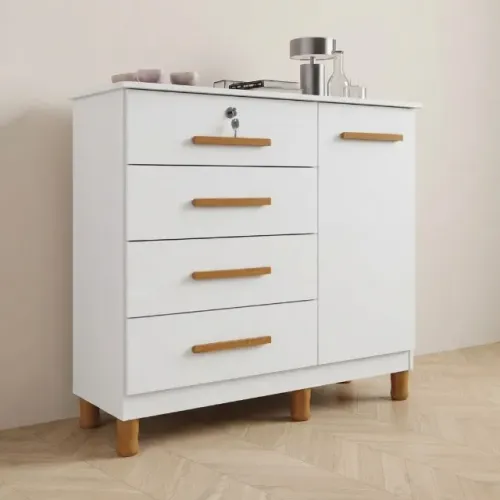 Cômoda Dallas com Chave Branco - A PRONTA ENTREGA