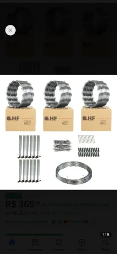 Concertina Simples 30m x 30cm Kit Instalação Aço Galvanizado HF Metalúrgica