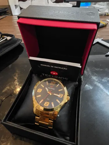 Technos Racer Dourado Agulha Vermelha 48mm Full Set máquina Quartz Myiota Japan Original