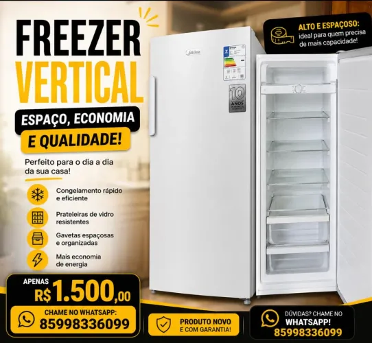Freezer Vertical Midea 196 litros - Semi Novo