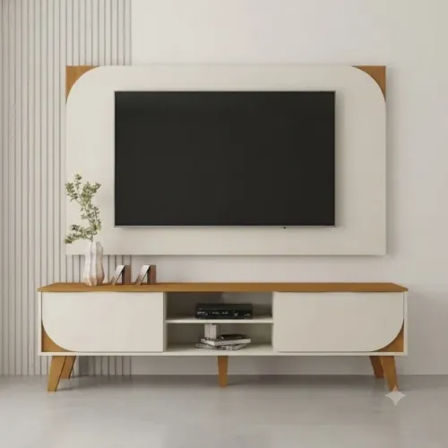 Rack com Painel Duna Cinamomo/Off White