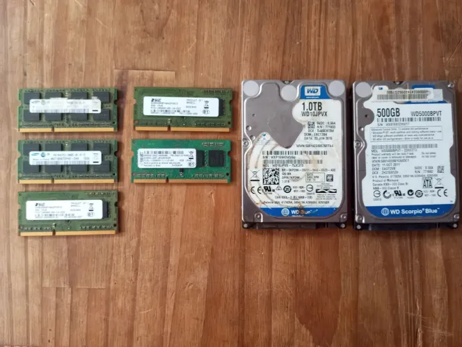Vendo Memórias Ram DDR3 de Notebook e HDs de 1TB, 500Gb e 320Gb para Notebook e PC Usados