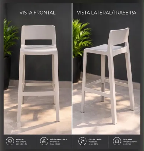 ? BANQUETA ALTA COM ENCOSTO - Gaber Bakhita