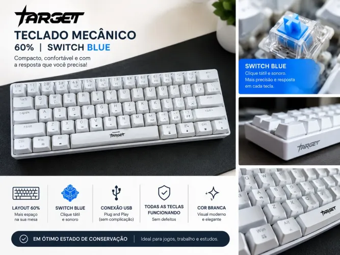 Teclado mecânico switch azul