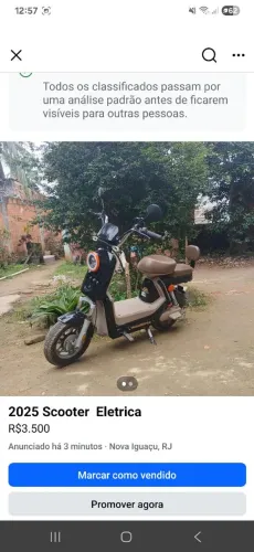 Vendo scooter elétrica 3.200 tem nota fiscal sou a única dona,