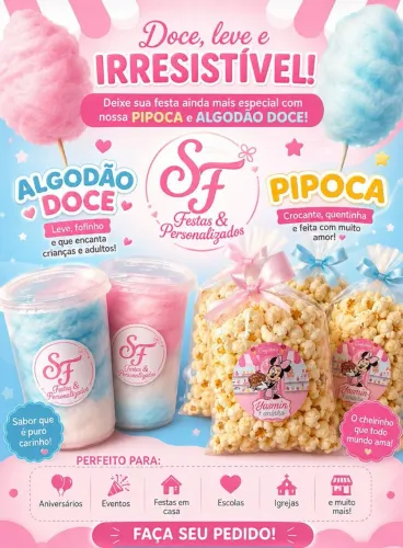 Algodão doce e pipoca