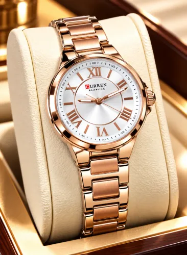Relógio de pulso Feminino Curren Roma Rose Aço Inox PROVA D'ÁGUA Novo