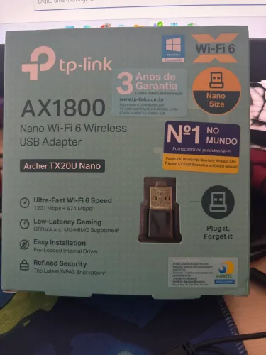 ? Adaptador Wi-Fi 6 TP-Link Nano AX1800 - USADO UMA VEZ NA CAIXA ?